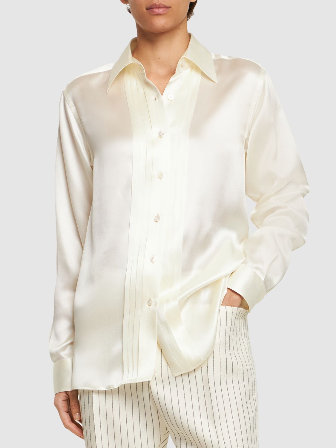 Draped satin shirt